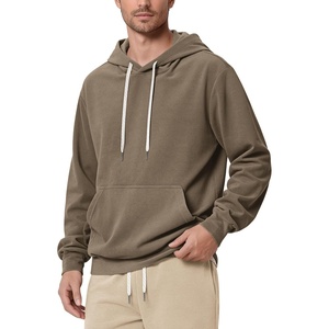 image:imageODODOS Mens Brushed Fleece Hoodie with Kangaroo Pocket Cozy Warm PulloverWood Brown Heather