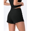 image:imageODODOS Womens Bamboo Viscose Lettuce Trim Mini Shorts Ultra Soft Ribbed