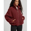 image:imageODODOS Womens Sherpa Fleece FullZip Jacket Long Sleeve Coat Soft Warm Cinchable Outerwear with PocketsBurgundy