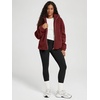 image:imageODODOS Womens Sherpa Fleece FullZip Jacket Long Sleeve Coat Soft Warm Cinchable Outerwear with PocketsBurgundy