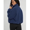image:imageODODOS Womens Sherpa Fleece FullZip Jacket Long Sleeve Coat Soft Warm Cinchable Outerwear with PocketsNavy