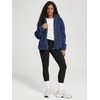 image:imageODODOS Womens Sherpa Fleece FullZip Jacket Long Sleeve Coat Soft Warm Cinchable Outerwear with PocketsNavy