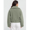 image:imageODODOS Womens Sherpa Fleece FullZip Stand Collar Jacket with PocketsCeladon Green