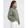 image:imageODODOS Womens Sherpa Fleece FullZip Stand Collar Jacket with PocketsCeladon Green