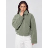 image:imageODODOS Womens Sherpa Fleece FullZip Stand Collar Jacket with PocketsCeladon Green