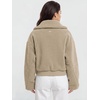 image:imageODODOS Womens Sherpa Fleece FullZip Stand Collar Jacket with PocketsKhaki