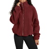 image:imageODODOS Womens Sherpa Fleece FullZip Jacket Long Sleeve Coat Soft Warm Cinchable Outerwear with PocketsBurgundy