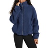 image:imageODODOS Womens Sherpa Fleece FullZip Jacket Long Sleeve Coat Soft Warm Cinchable Outerwear with PocketsNavy