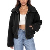image:imageODODOS Womens Sherpa Fleece FullZip Stand Collar Jacket with PocketsBlack