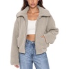 image:imageODODOS Womens Sherpa Fleece FullZip Stand Collar Jacket with PocketsOatmeal