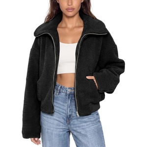 image:imageODODOS Womens Sherpa Fleece FullZip Stand Collar Jacket with PocketsBlack