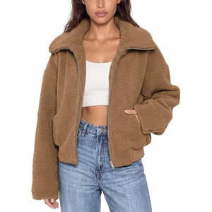 image:imageODODOS Womens Sherpa Fleece FullZip Stand Collar Jacket with PocketsCognac Copper