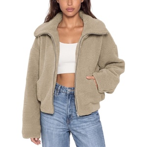 image:imageODODOS Womens Sherpa Fleece FullZip Stand Collar Jacket with PocketsKhaki