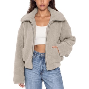 image:imageODODOS Womens Sherpa Fleece FullZip Stand Collar Jacket with PocketsOatmeal
